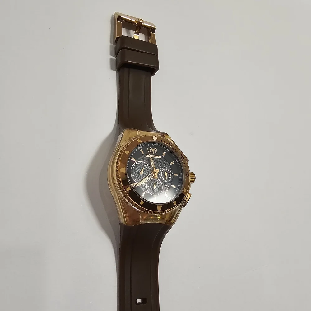TechnoMarine Cruise Original Star 110044 Gold Tone Chronograph Watch Set - Ex S